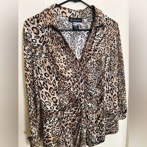 Animal Print Button Up Blouse